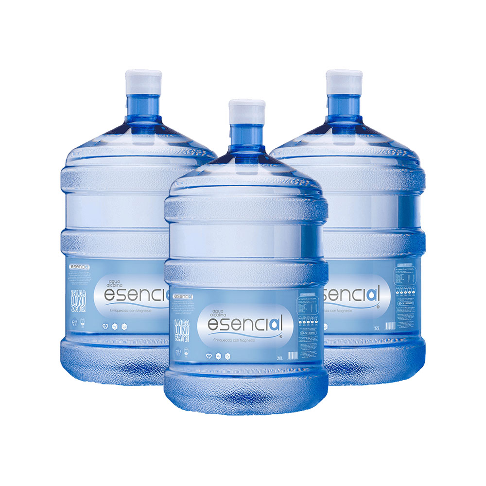 Recarga 3 Bidones 20 Litros Agua Alcalina Premium - Agua Esencial